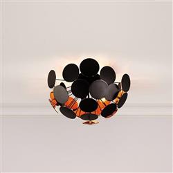 Discus Black & Gold Three Light Semi-Flush Fitting 3073-3BG