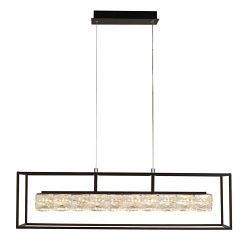 Elevator LED Rectangular Matt Black Steel & Crystal Bar Pendant 89562BK