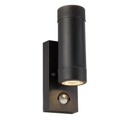 Coastal Exterior IP44 Black Cylinder PIR Wall Light 6492-2BK