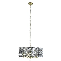 Iris Satin Brass And Crystal Ceiling 5 Light Pendant 59811-5BSB