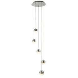 Marbles LED Polished Chrome Five light Cluster Pendant 5845-5CC