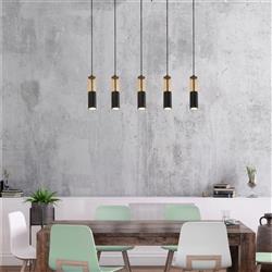 Merrygold Black And Amber 5 Bar Pendant 82121-5BK