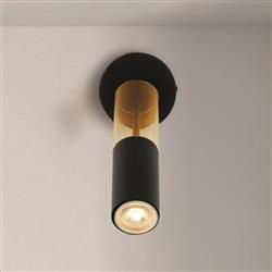 Merrygold Black And Amber Single Wall Light 82122-1BK