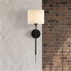 Munich Black And Linen Single Wall Light 12081-1BK