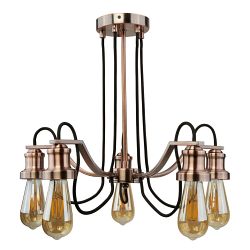 Olivia Antique Copper Five Arm Ceiling Light 1065-5CU