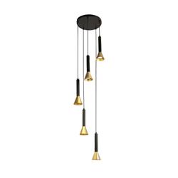 Signal Black And Gold Metal 5 Light Drop Pendant 13611-5BGO