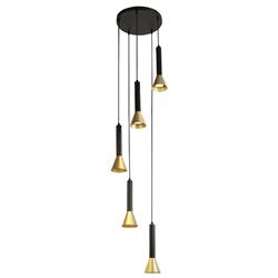 Signal Black And Gold Metal 5 Light Drop Pendant 13611-5BGO