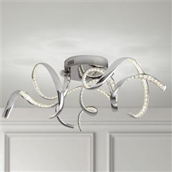 Twirls LED Polished Chrome Semi Flush Ceiling Light 9233-3CC