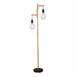 Woody Matt Black & Wood Floor Lamp 95041-2BR