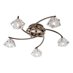 Clara 5 Arm Decorative Glass Flush Ceiling Fitting