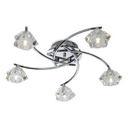 Clara 5 Arm Decorative Glass Flush Ceiling Fitting