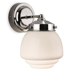 Art Deco Chrome And Opal Glass Bathroom Wall Light 4945CH