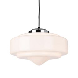 Art Deco Ceiling Pendant Opal White And Chrome 2938CH