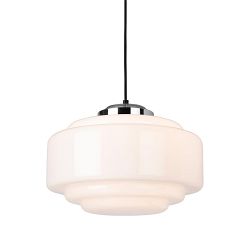 Art Deco Ceiling Pendant Opal White And Chrome 2939CH