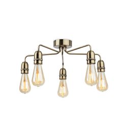 Leon Five Light Ceiling Fitting Antique Brass 2884AB