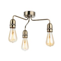 Leon Three Light Ceiling Fitting Antique Brass 2883AB