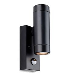 Ravel PIR Black Resin Outdoor Double Wall Light 2912BK