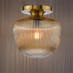 Abrielle Ribbed Glass Semi Flush Ceiling Fitting