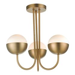 Andre 3 light Aged Brass And Opal Glass Semi-Flush Fitting AND0342