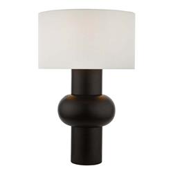 Arran Matt Black Solid Ash Wood Table Lamp With White Shade ARR4222+PYR142