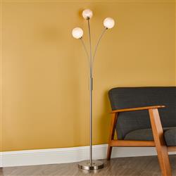 Avari 3 Light Curved Arm And Frosted Glass Floor Lamp