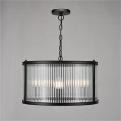 Bianka 3 Light Clear Ribbed Glass Pendant Fitting