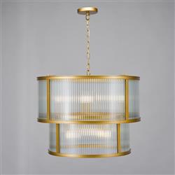 Bianka 6 Light Tiered Clear Ribbed Glass Pendant Fitting