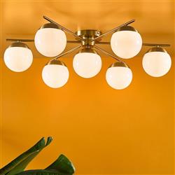 Bombazine 7 Light Brass Semi Flush Ceiling Fitting BOM5035