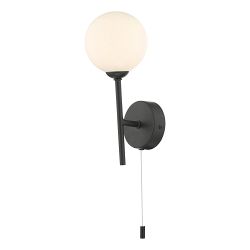 Cohen Matt Black Single Wall Light With Glass Globe Shade