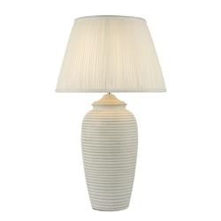 Deighton Grey Whitewash Earthenware Table Lamp And Ivory Pleated Shade DEI4239-ULY1815