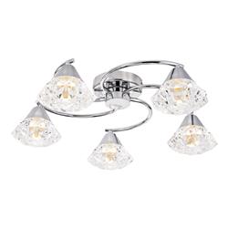 Dilys 5 Light Polished Chrome And Clear Glass Semi-Flush Fitting DIL5450