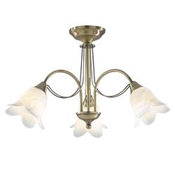 Doublet Antique Brass 3 Arm Semi Flush Fitting DOU0375