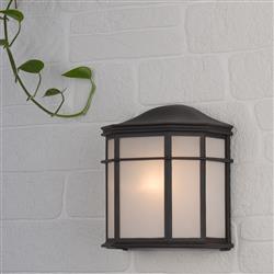 Dulbecco IP44 Outdoor Garden Wall Lantern Black Finish DUL2122