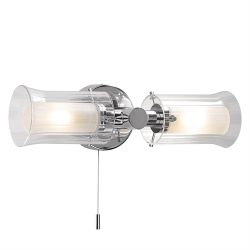 Elba IP44 Double Ribbed Glass Bathroom Wall Light