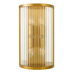 Eleanor 4 Light Natural Brass And Clear Glass Rods Wall Light ELE3035