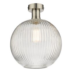 Emerson Antique Finished With Ribbed Domed Glass Semi Flush 