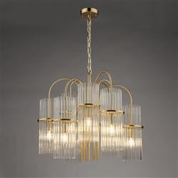 Eniola Natural Brass Nine Light Ceiling Fitting ENI1335