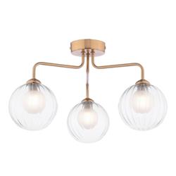 Feya 3 Arm Clear Ribbed Glass Semi Flush Fitting