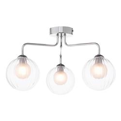 Feya 3 Arm Clear Ribbed Glass Semi Flush Fitting