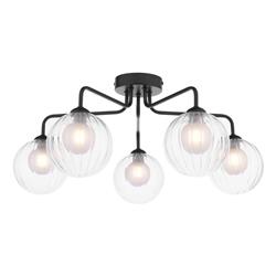 Feya 5 Light Clear Ribbed Glass Semi Flush Fitting