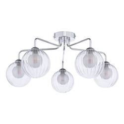 Feya 5 Light Clear Ribbed Glass Semi Flush Fitting