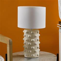 Georgina Glossy Cream Glazed Table Lamp & White Shade GEO422