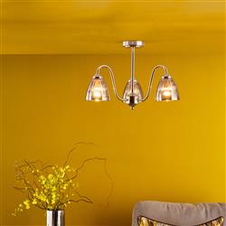 Glynis 3 Light Ribbed Glass Semi Flush Fitting