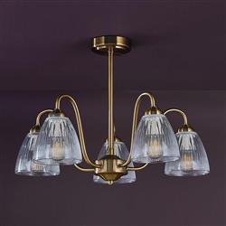 Glynis Clear Ribbed Glass Semi Flush Ceiling Fitting 