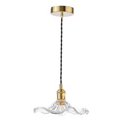 Hadano Clear Wavy Glass Single Pendant Light 