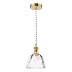 Hadano Clear Scalloped Glass Single Pendant Fitting 