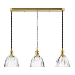 Hadano 3 Light Domed Scalloped Glass Linear Pendant 