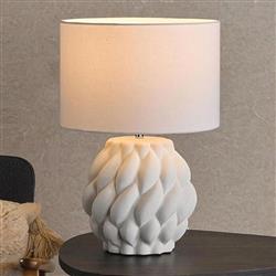 Idonia Woven Ceramic Table Lamp With White Shade IDO422