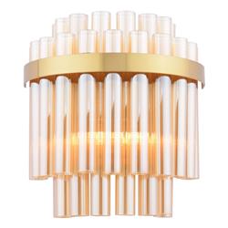 Imani Natural Brass And Champagne Glass Double Wall Light IMA0935