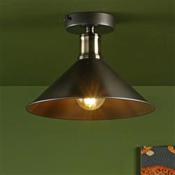 Jalen Black & Antique Brass Flush Ceiling Fitting JAL0161